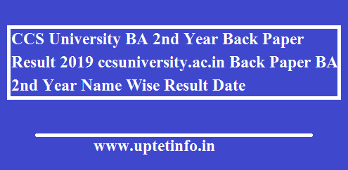 CCS University BA 2nd Year Back Paper Result 2019