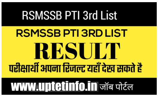 RSMSSB PTI Third List Result 2019