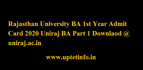 Rajasthan University BA 2nd Year Admit Card 2020