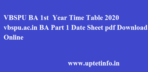 VBSPU BA 1st  Year Time Table 2020