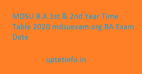 MDSU B.A 1st & 2nd Year Time Table 2020