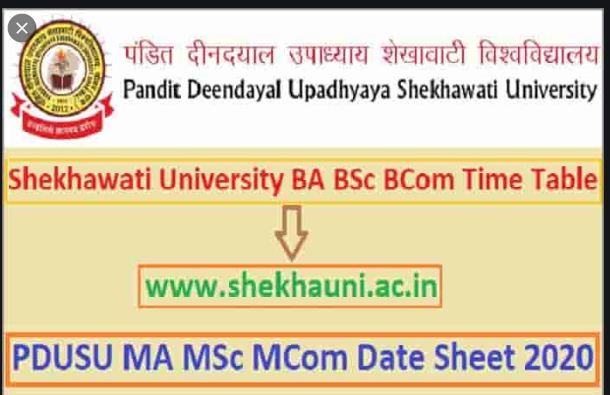 Shekhawati University BA 1st Year Time Table 2020