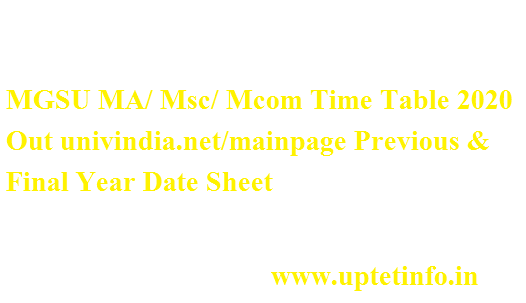 MGSU MA Msc Mcom Time Table 2020