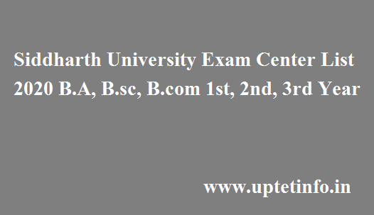 Siddharth University Exam Center List 2020