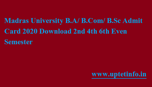 Madras University  Admit Card 2020