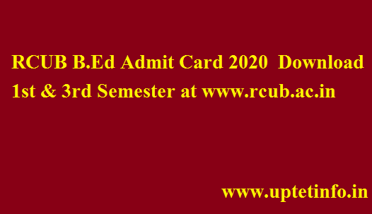 RCUB B.Ed Admit Card 2020
