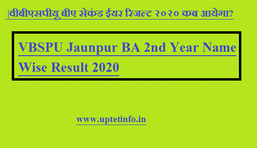 VBSPU Jaunpur BA 2nd Year Name Wise Result 2020