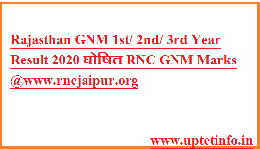 Rajasthan GNM Result 2020