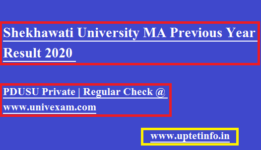 Shekhawati University MA Previous Year Result 2020