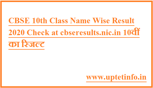 CBSE 10th Class Name Wise Result 2020