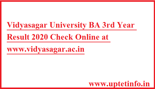 Vidyasagar University BA 3rd Year Result 2020
