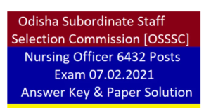 OSSSC Nursing Officer Answer key 2021