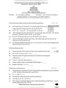 Madhyamik Math Question Paper 2020 |2022 pdf