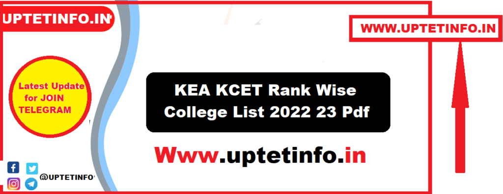 KCET Rank Wise College List 2022 Pdf