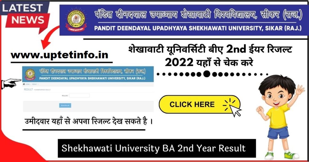 शेखावाटी यूनिवर्सिटी {पीडीयूएसयू} बीए सेकंड ईयर रिजल्ट 2022