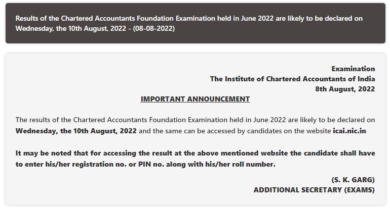 CA Foundation Result Dec Date 2022 