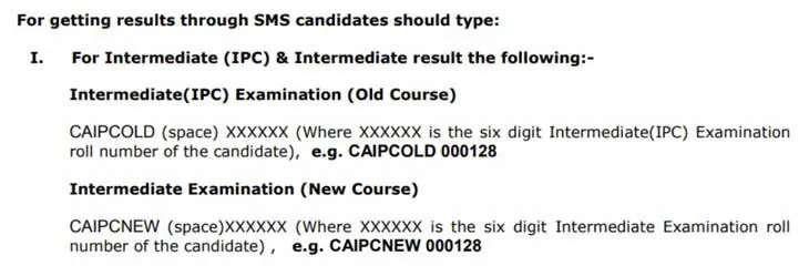 How to Get CA Inter Nov 2022 Result through SMS?
