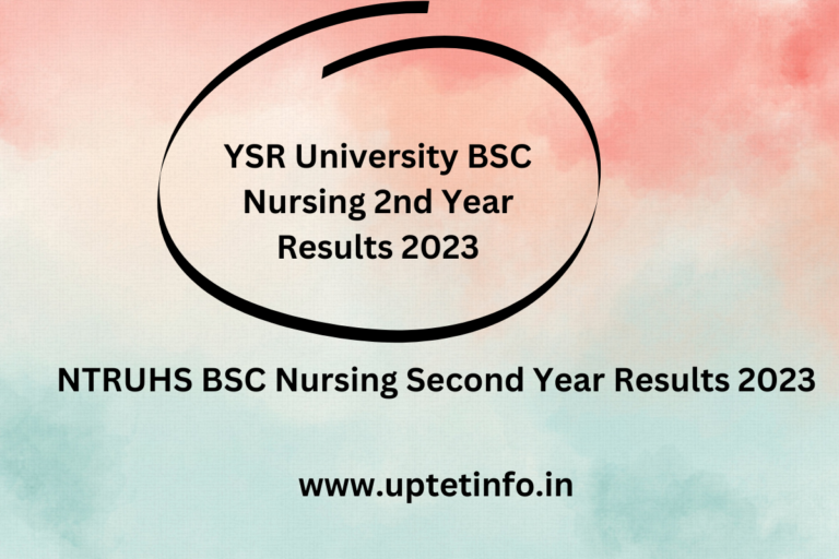 YSR University BSC Nursing 2nd Year Results 2023 {OUT 11thMay} NTRUHS ...