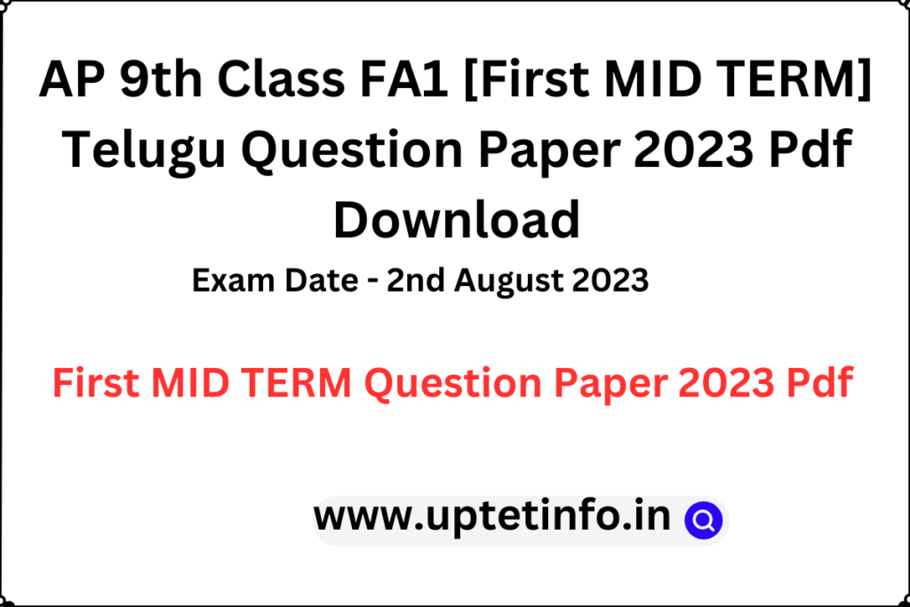 AP 9th Class FA1 Telugu Question Papers 2023 Pdf