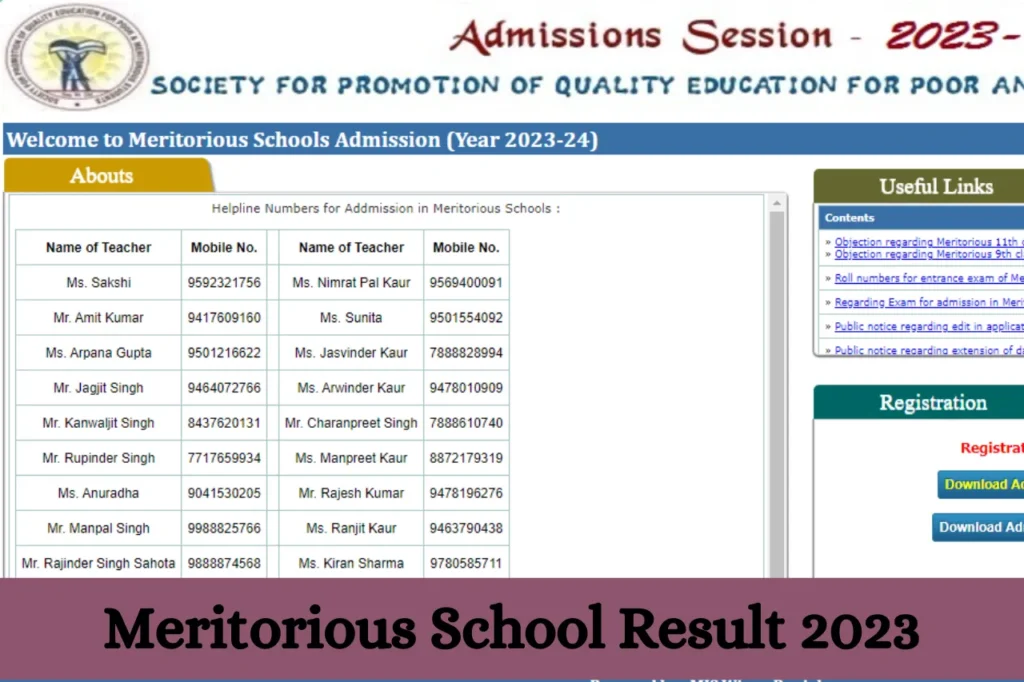 www.meritoriousschool.com Result 2023 24