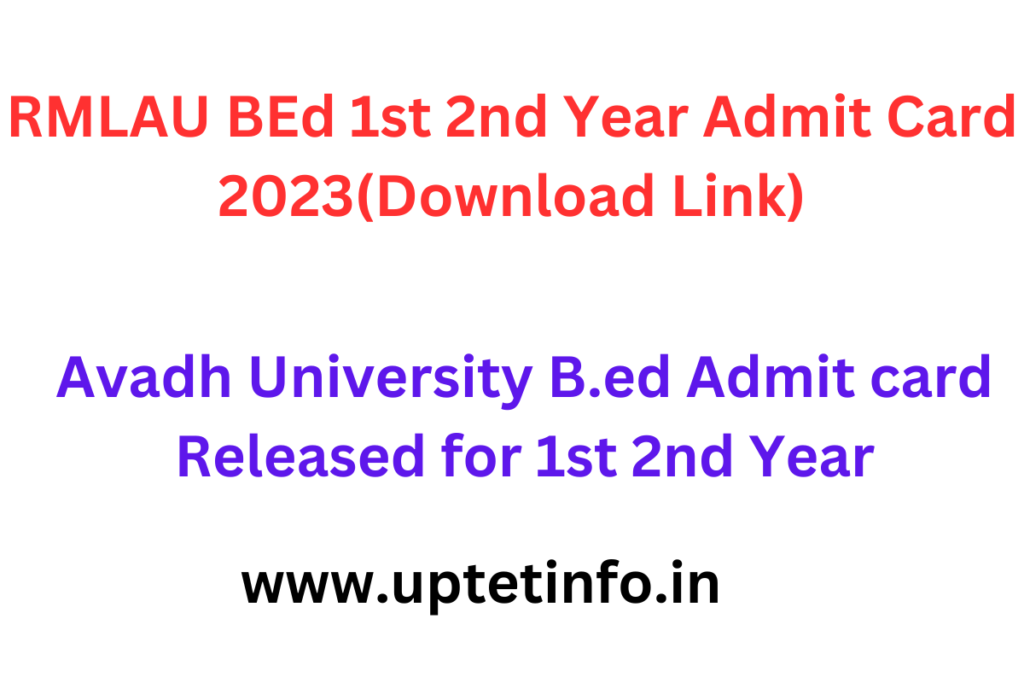 RMLAU BEd 1st 2nd Year Admit Card 2023