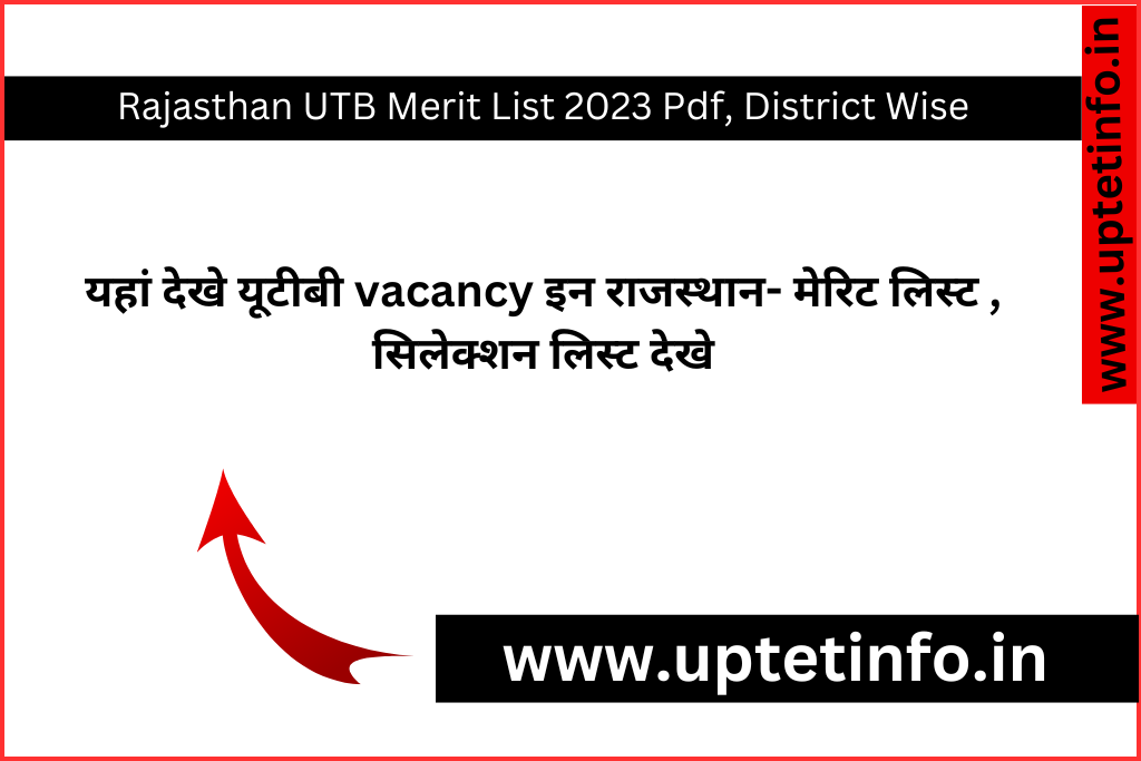 Jodhpur UTB Vacancy {Result} Merit List 2023 Pdf