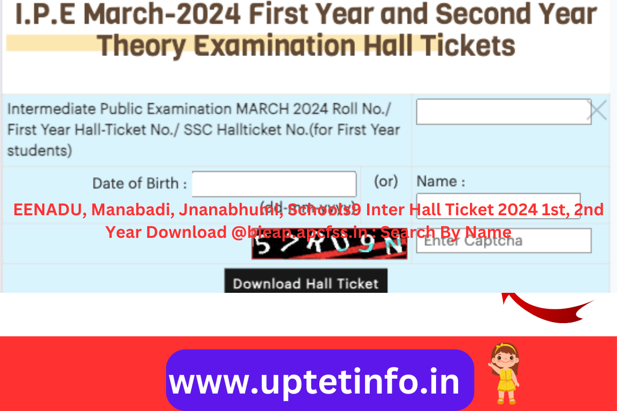EENADU, Manabadi, Jnanabhumi, Schools9 Inter Hall Ticket 2024 1st, 2nd